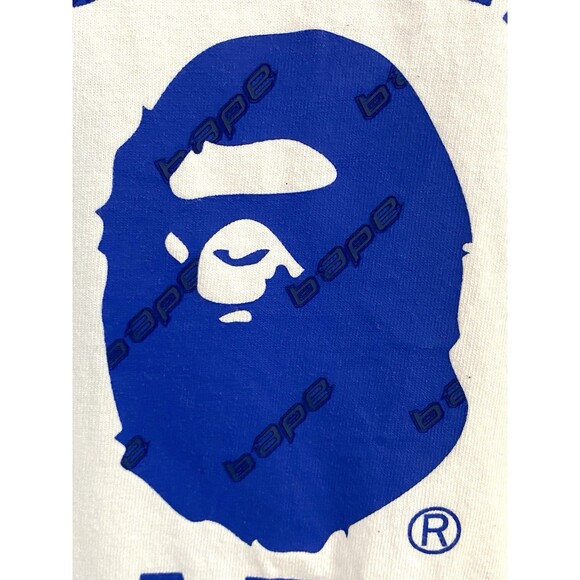 A Bathing Ape BAPE Hexagram College Tee White Blue Mens Large T-Shirt - Picture 3 of 12